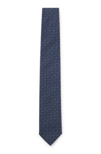 Silk-blend tie with micro pattern, Blue Patterned