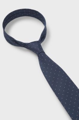 Silk-blend tie with micro pattern, Blue Patterned