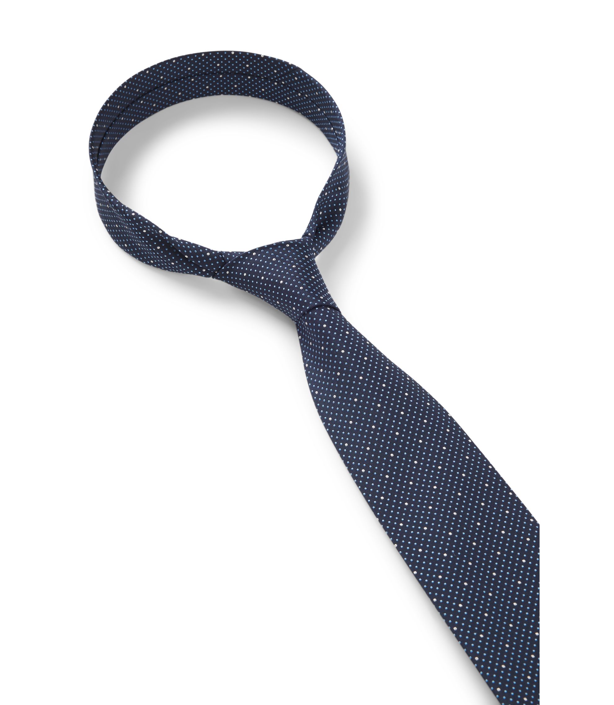 BOSS - Silk-blend tie with micro pattern - Blue Patterned