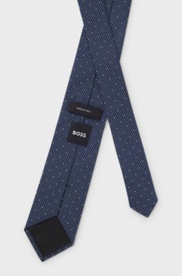 Silk-blend tie with micro pattern, Blue Patterned
