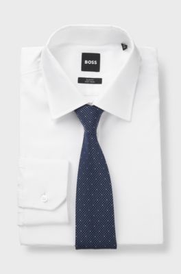 Silk-blend tie with micro pattern, Blue Patterned