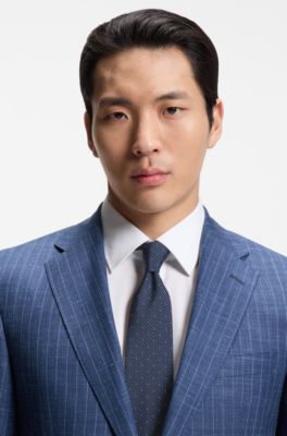 Silk-blend tie with micro pattern, Blue Patterned