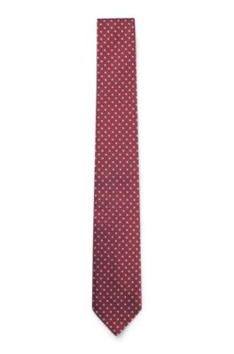 Silk-blend tie with micro pattern, Red