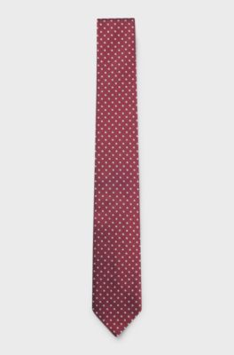 Silk-blend tie with micro pattern, Red