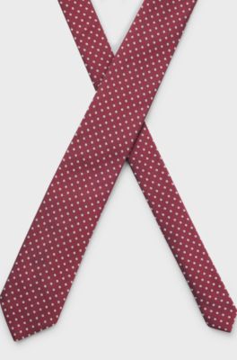 Silk-blend tie with micro pattern, Red