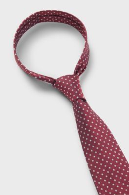 Silk-blend tie with micro pattern, Red