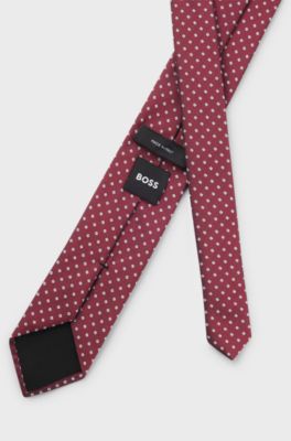Silk-blend tie with micro pattern, Red