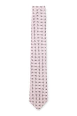 Silk-blend tie with micro pattern, Pink
