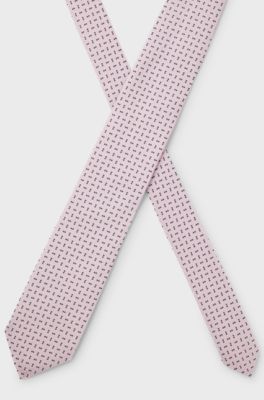 Silk-blend tie with micro pattern, Pink