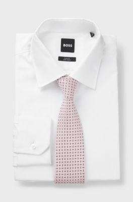 Silk-blend tie with micro pattern, Pink