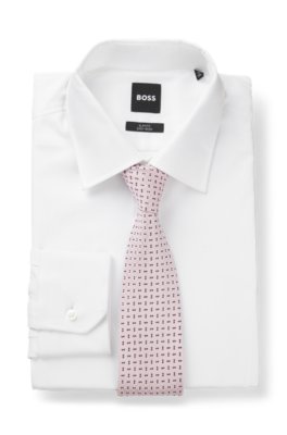 Boss Silk-blend tie with micro pattern slipsar herr – bild 2