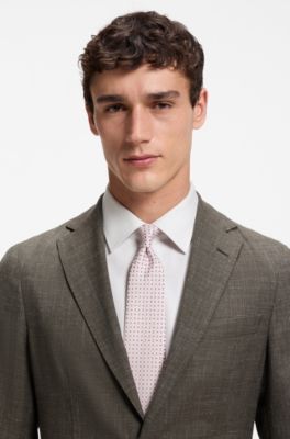 Silk-blend tie with micro pattern, Pink