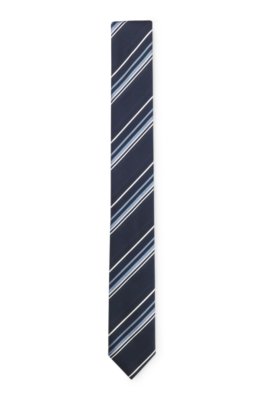 Silk-blend tie with diagonal-stripe jacquard