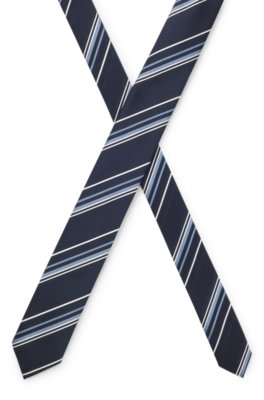 Boss Silk-blend tie with diagonal-stripe jacquard slipsar herr – bild 3
