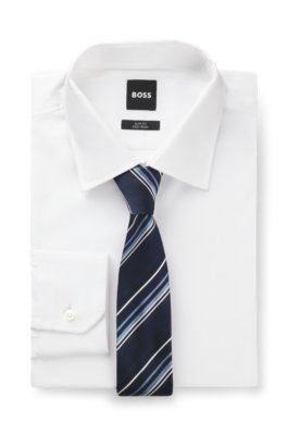 Boss Silk-blend tie with diagonal-stripe jacquard slipsar herr – bild 2