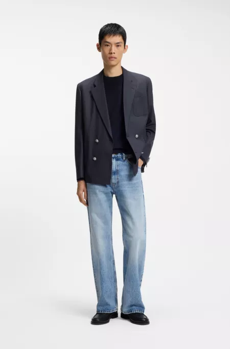 Modern-Fit Popeline-Blazer aus Woll-Mix