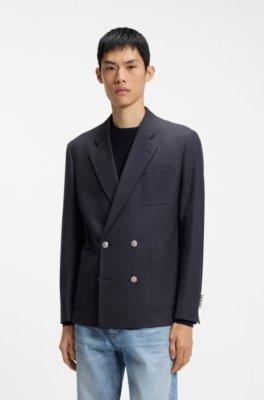 Modern-fit blazer in wool-blend poplin