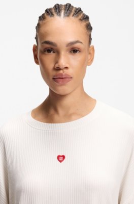 Hugo Stretch-modal sweatshirt with heart logo dam – bild 2