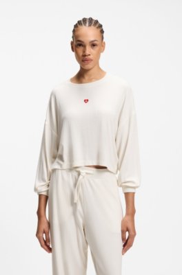 Stretch-modal sweatshirt with heart logo