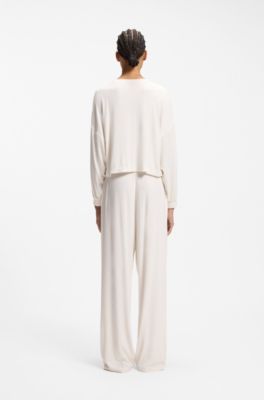 Stretch-modal sweatshirt with heart logo, Natural