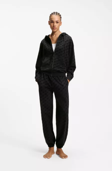 Relaxed-Fit Jacke mit Kapuze und Flock-Logo-Print