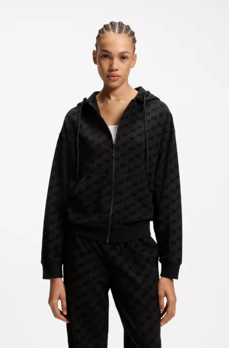 Relaxed-Fit Jacke mit Kapuze und Flock-Logo-Print