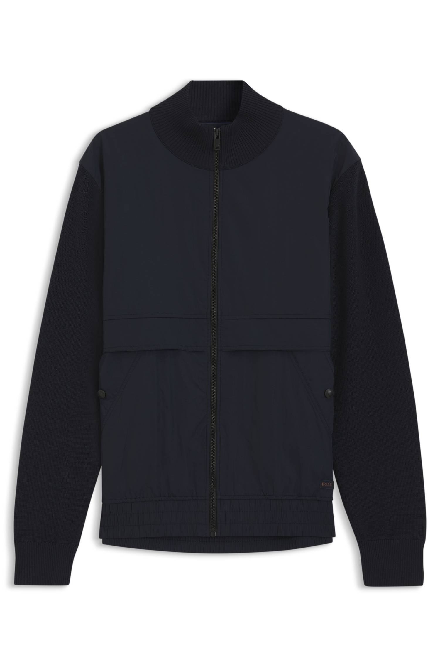 Boss Cotton-blend jacket with contrast-fabric trims jackor herr – bild 4
