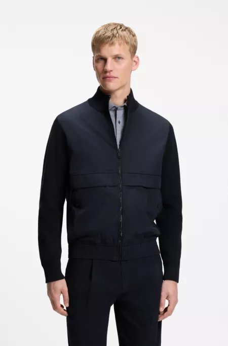 Jacke aus Baumwoll-Mix mit Details aus Kontrastmaterial
