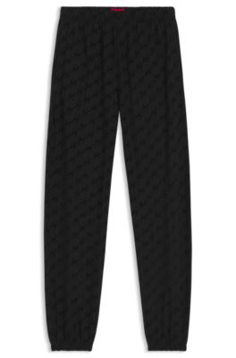 Relaxed-fit loungewear bottoms in cotton-blend jersey, Black