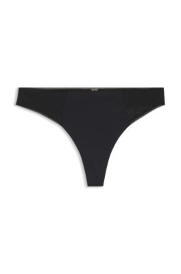 Low-rise briefs with lace and gold accents, Black
