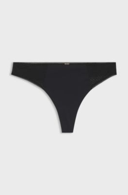 Low-rise briefs with lace and gold accents, Black