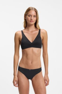 Low-rise briefs with lace and gold accents, Black