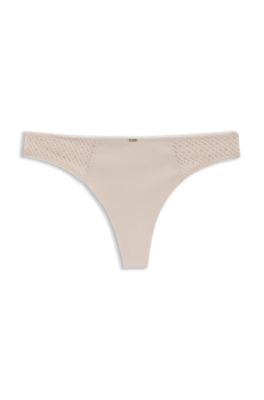 Low-rise briefs with lace and gold accents, Light Beige
