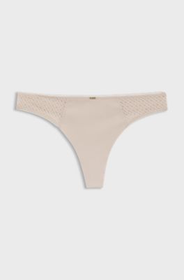 Low-rise briefs with lace and gold accents, Light Beige