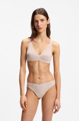 Low-rise briefs with lace and gold accents, Light Beige