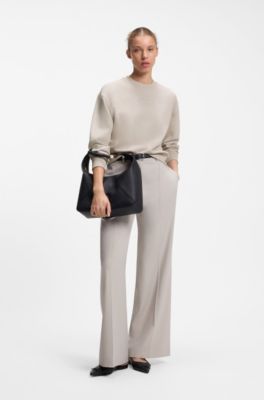 Resort-script logo sweatshirt in cotton, Light Beige