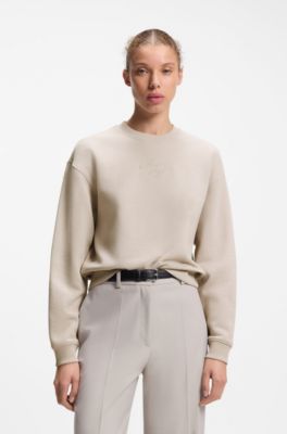 Resort-script logo sweatshirt in cotton, Light Beige