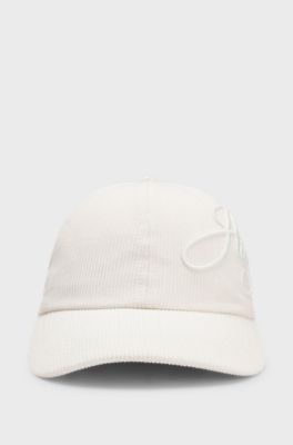 Cotton-corduroy cap with logo embroidery, White