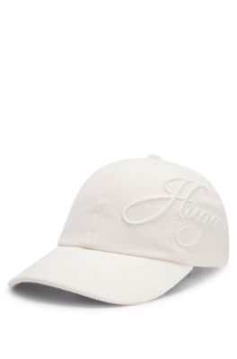 Cotton-corduroy cap with logo embroidery, White