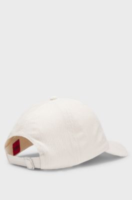 Cotton-corduroy cap with logo embroidery, White