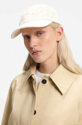 Cotton-corduroy cap with logo embroidery, White
