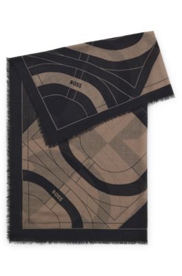 Wool scarf, Black Patterned
