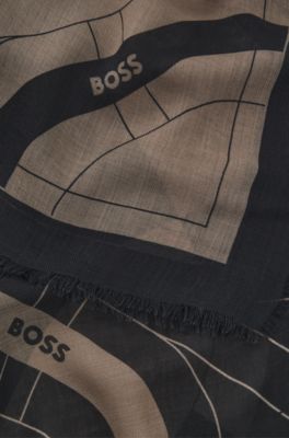 Wool scarf, Black Patterned