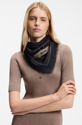 Wool scarf, Black Patterned