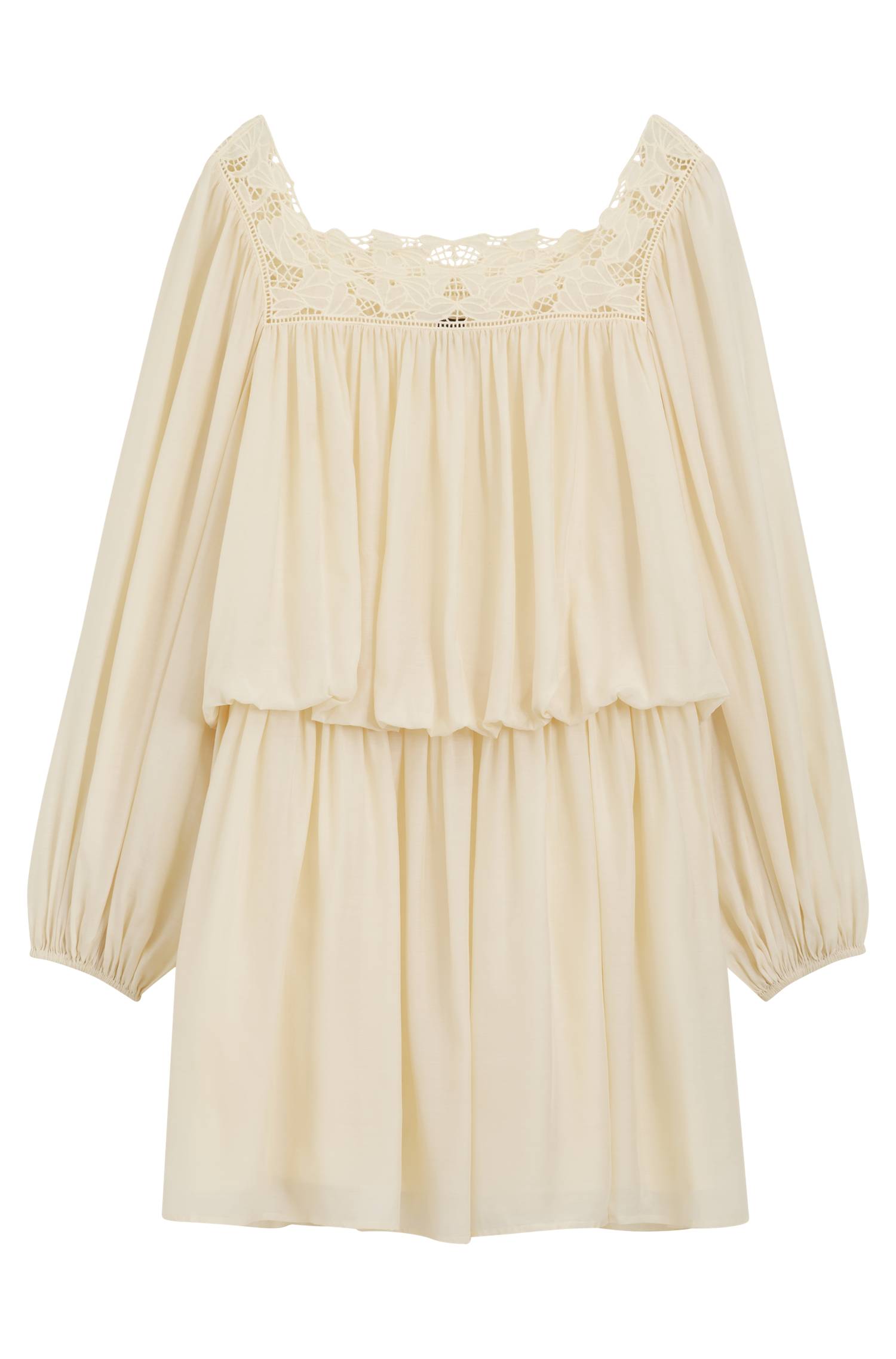 Boss Relaxed-fit muslin dress with embroidered neckline klänningar dam – bild 4