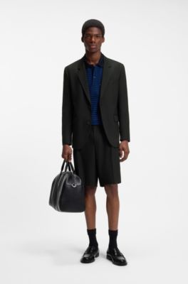 Relaxed-fit shorts in stretch twill with front pleats, Black