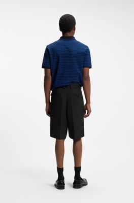 Relaxed-fit shorts in stretch twill with front pleats, Black