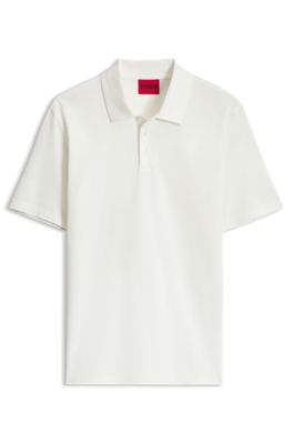 Slim-fit polo in mercerized cotton, Natural