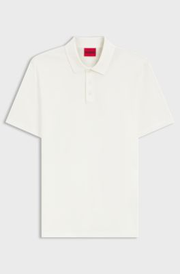 Slim-fit polo in mercerized cotton, Natural