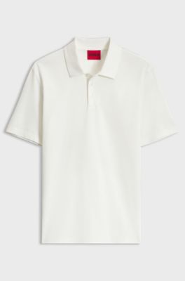 Slim-fit polo in mercerized cotton, Natural